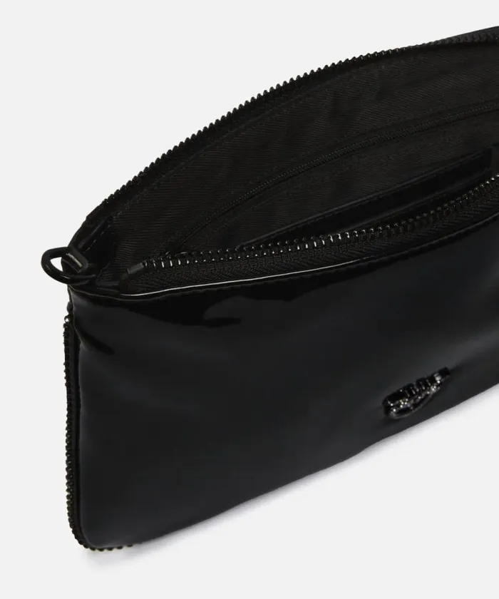 Women Crossbody Bags Pinko Glossy Handbag With Rhinestones And Shoulder Strap Limo Black Block Colour Women Crossbody Bags Pinko Glossy Handbag With Rhinestones And Shoulder Strap Limo Black Block Colour
