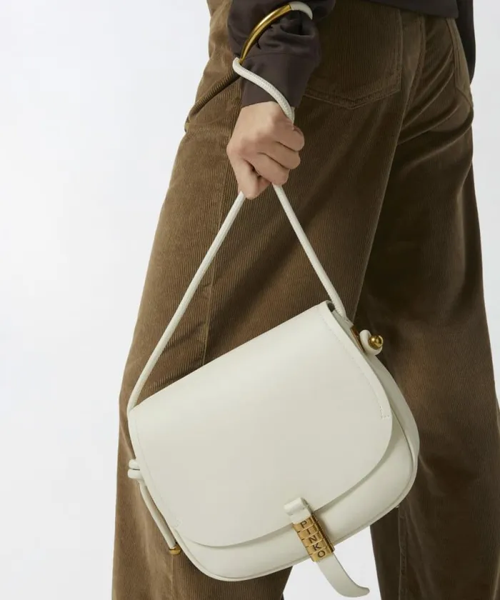 Women Crossbody Bags Pinko Large Leather Crossbody Bag With Knots Whitewhiteantique Gold Women Crossbody Bags Pinko Large Leather Crossbody Bag With Knots Whitewhiteantique Gold