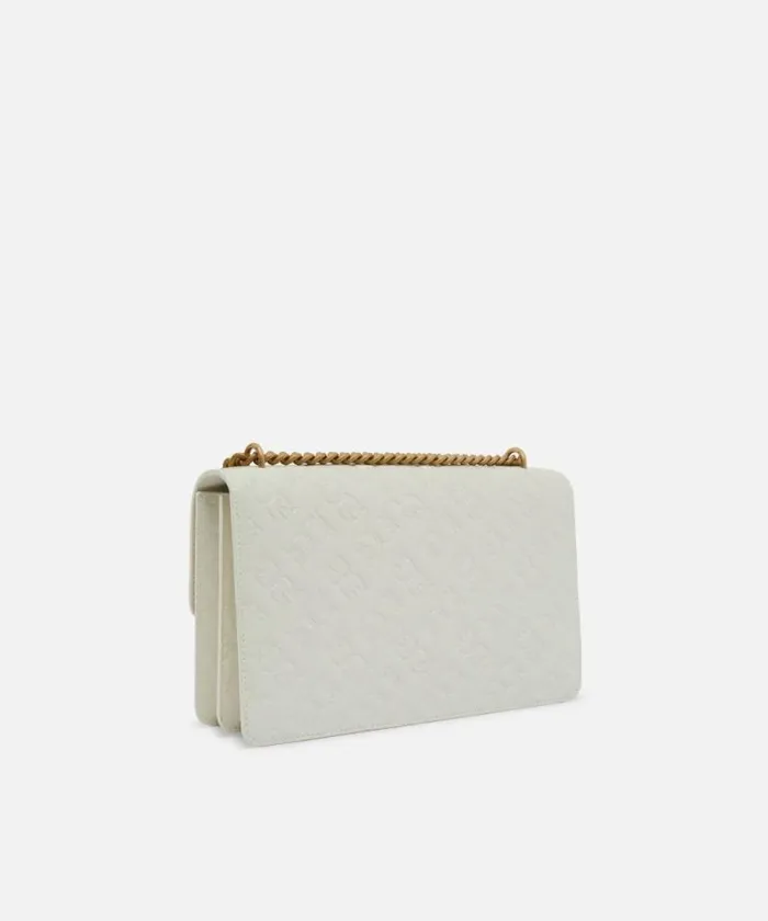 Women Crossbody Bags Pinko Love Bag Leather Crossbody Bag With Logo Whitewhiteantique Gold Women Crossbody Bags Pinko Love Bag Leather Crossbody Bag With Logo Whitewhiteantique Gold