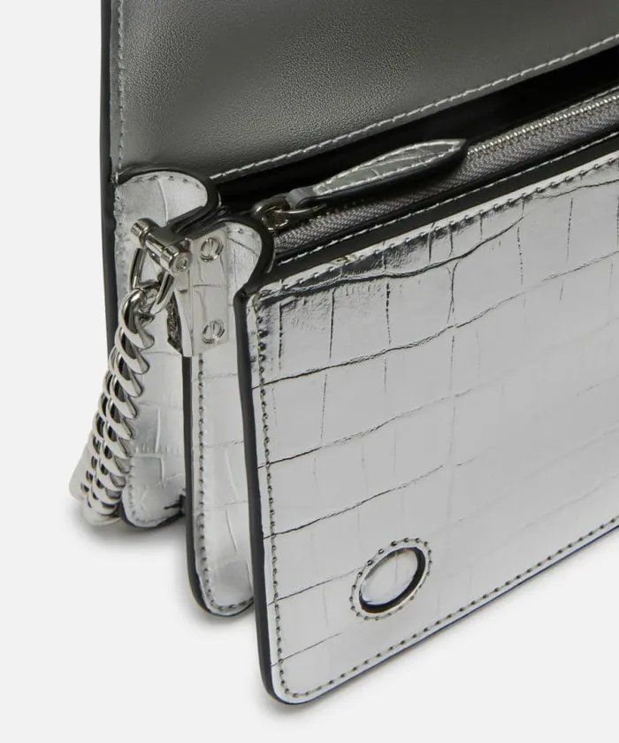 Women Crossbody Bags Pinko Mini Love Bag Click Bag In Metallic Crocodileprint Leather Silvershiny Nickel Women Crossbody Bags Pinko Mini Love Bag Click Bag In Metallic Crocodileprint Leather Silvershiny Nickel