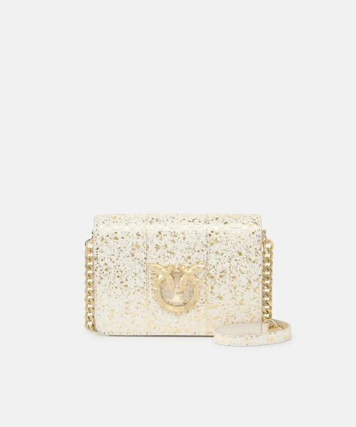 Women Crossbody Bags Pinko PINKO Galleria Love Bag Mini Crossbody Bag With Laminated Reptile Skin Goldlightgold Women Crossbody Bags Pinko PINKO Galleria Love Bag Mini Crossbody Bag With Laminated Reptile Skin Goldlightgold