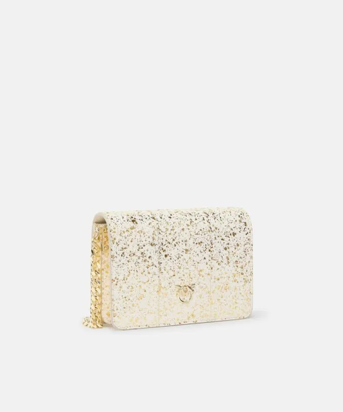 Women Crossbody Bags Pinko PINKO Galleria Love Bag Mini Crossbody Bag With Laminated Reptile Skin Goldlightgold Women Crossbody Bags Pinko PINKO Galleria Love Bag Mini Crossbody Bag With Laminated Reptile Skin Goldlightgold