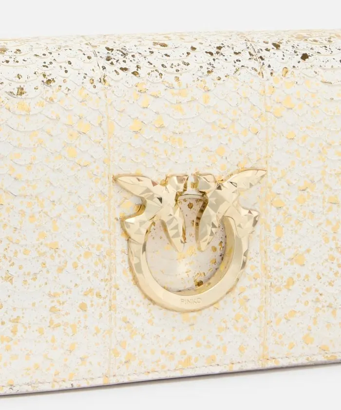 Women Crossbody Bags Pinko PINKO Galleria Love Bag Mini Crossbody Bag With Laminated Reptile Skin Goldlightgold Women Crossbody Bags Pinko PINKO Galleria Love Bag Mini Crossbody Bag With Laminated Reptile Skin Goldlightgold