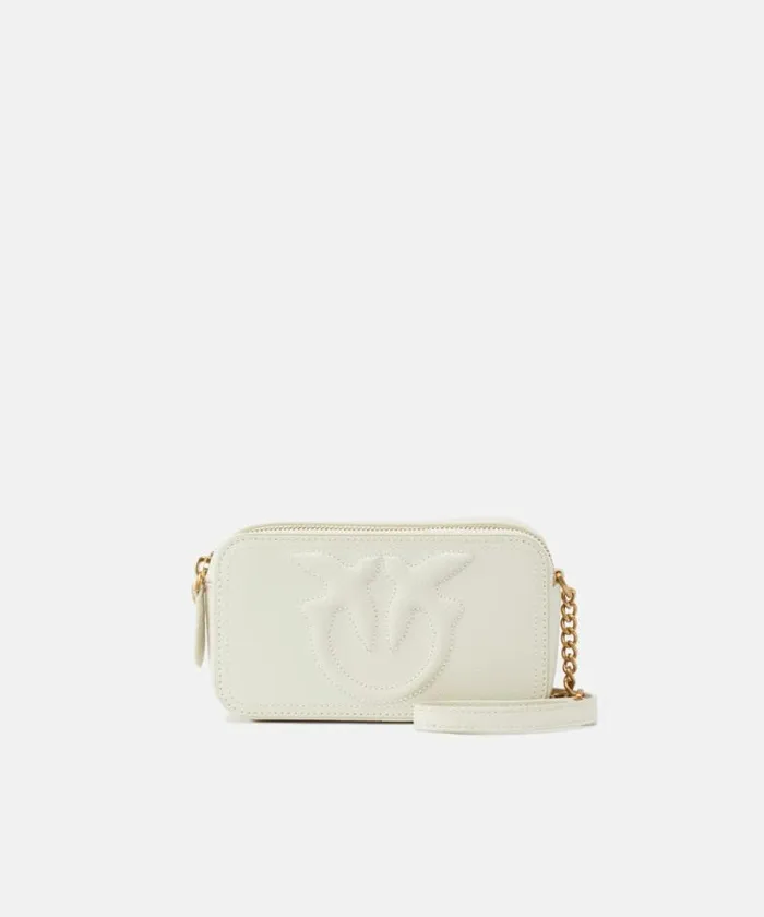 Women Crossbody Bags Pinko Small Crossbody Bag With Raised Love Birds Logo Whitewhiteantique Gold Women Crossbody Bags Pinko Small Crossbody Bag With Raised Love Birds Logo Whitewhiteantique Gold