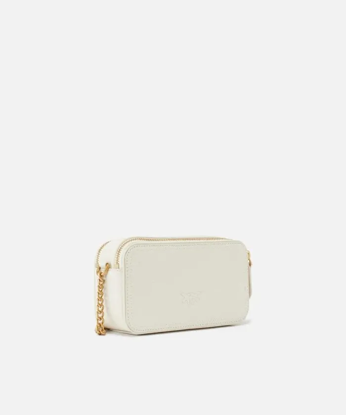 Women Crossbody Bags Pinko Small Crossbody Bag With Raised Love Birds Logo Whitewhiteantique Gold Women Crossbody Bags Pinko Small Crossbody Bag With Raised Love Birds Logo Whitewhiteantique Gold