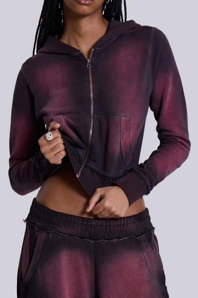 Women Deep Red Fade Mini Monster Hoodie Jaded London CoOrds