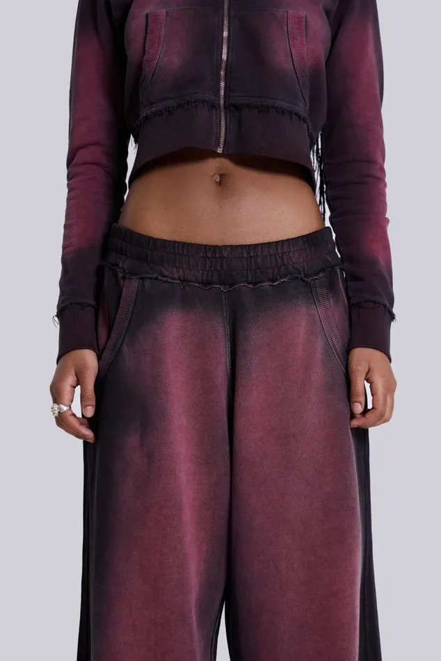 Women Deep Red Fade Mini Monster Hoodie Jaded London CoOrds