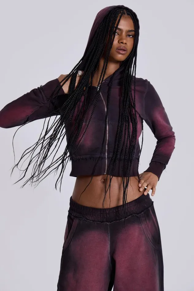 Women Deep Red Fade Mini Monster Hoodie Jaded London CoOrds