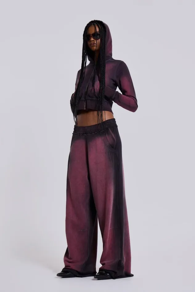 Women Deep Red Fade Mini Monster Hoodie Jaded London CoOrds