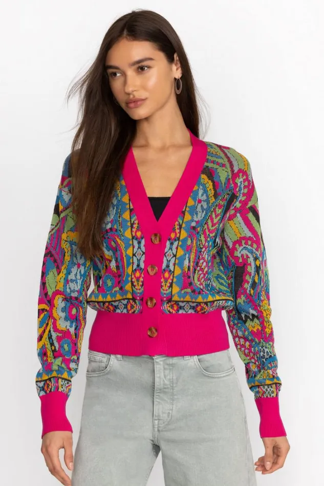 Women DEMARNE CARDIGAN Demarne Print Johnny Was Tops