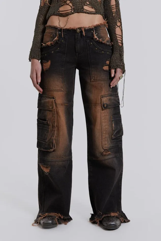 Women Distressed Denim Cargo Jeans Jaded London Jeans