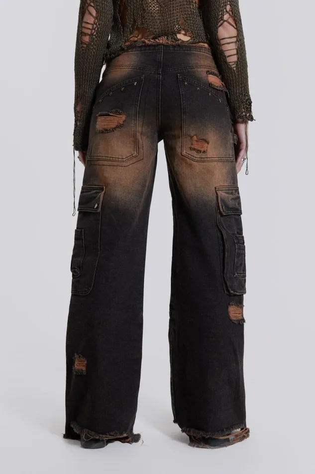 Women Distressed Denim Cargo Jeans Jaded London Jeans