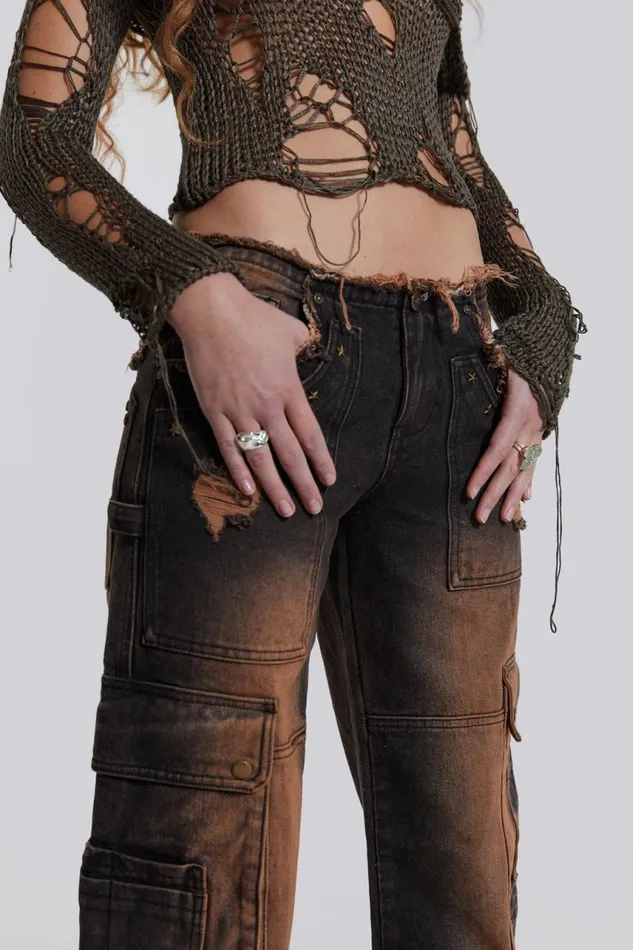 Women Distressed Denim Cargo Jeans Jaded London Jeans