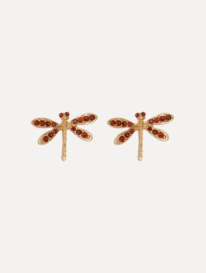 Women Dragonfly Earrings Amber Oscar De La Renta Earrings