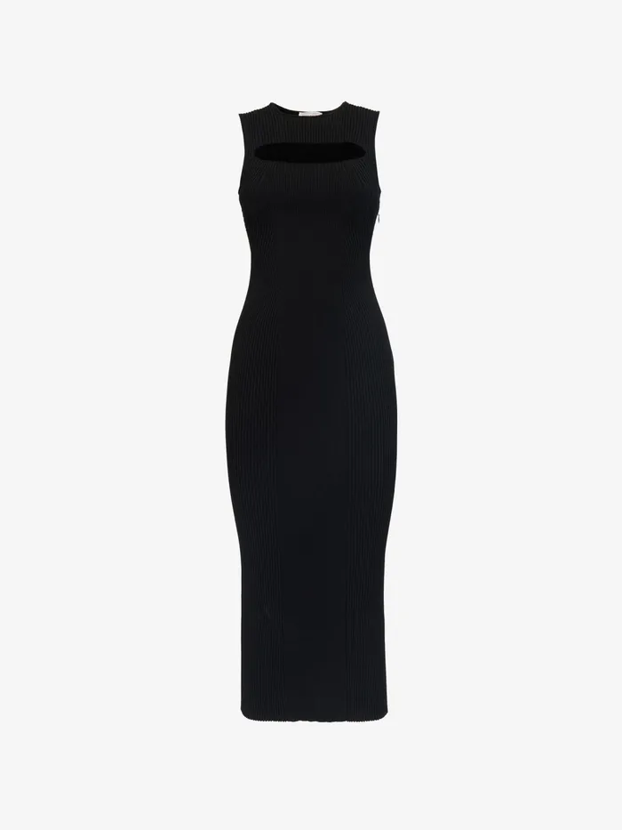 Women Dresses Alexander McQueen Slashed Knit Midi Dress Black
