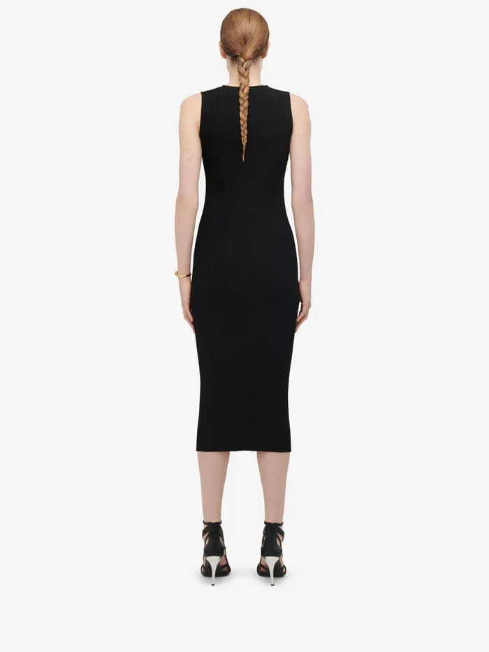 Women Dresses Alexander McQueen Slashed Knit Midi Dress Black