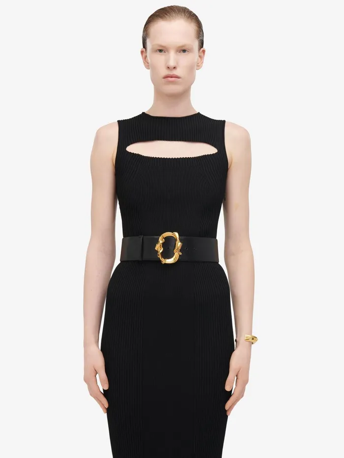 Women Dresses Alexander McQueen Slashed Knit Midi Dress Black