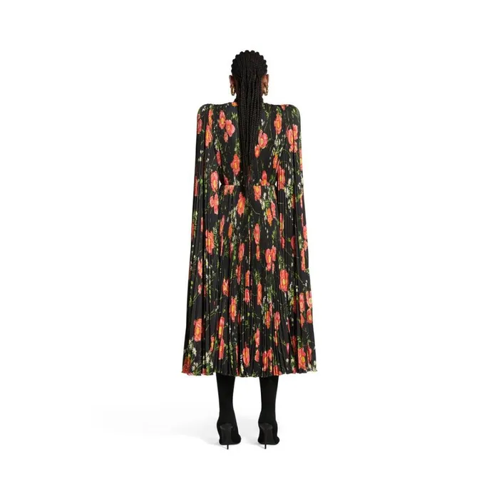 Women Dresses and Skirts Balenciaga Poppy Scarf Pleated Dress In Black