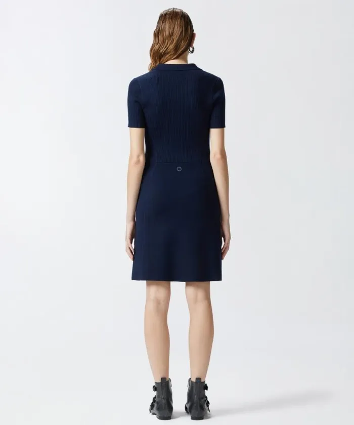 Women Dresses Pinko Compact Wool Knit Mini Dress Dark Navy Blue Women Dresses Pinko Compact Wool Knit Mini Dress Dark Navy Blue