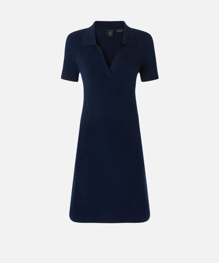 Women Dresses Pinko Compact Wool Knit Mini Dress Dark Navy Blue Women Dresses Pinko Compact Wool Knit Mini Dress Dark Navy Blue