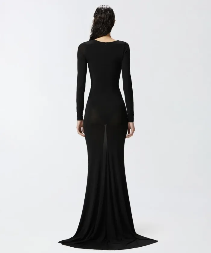 Women Dresses Pinko Elegant Dress With Semisheer Skirt And Train Limo Black Women Dresses Pinko Elegant Dress With Semisheer Skirt And Train Limo Black