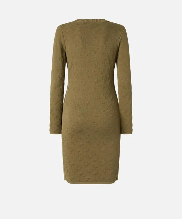 Women Dresses Pinko Jacquard Logo Knitted Cardigan Dress Frosted Green Women Dresses Pinko Jacquard Logo Knitted Cardigan Dress Frosted Green