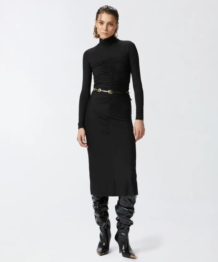 Women Dresses Pinko Jersey Midi Dress With Zip Limo Black