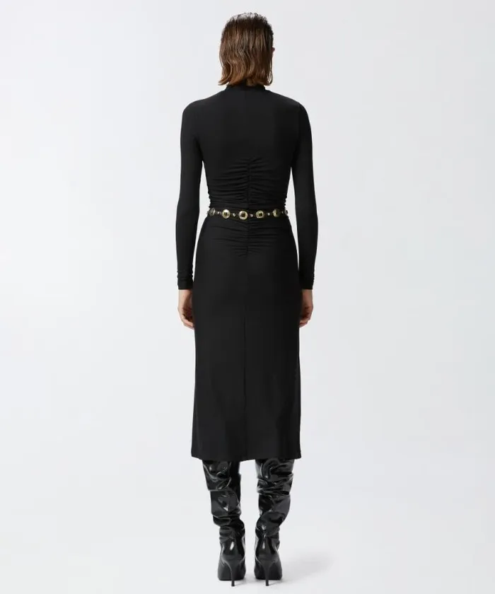 Women Dresses Pinko Jersey Midi Dress With Zip Limo Black Women Dresses Pinko Jersey Midi Dress With Zip Limo Black