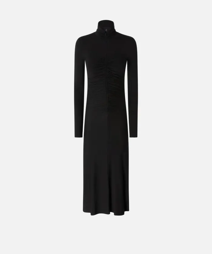 Women Dresses Pinko Jersey Midi Dress With Zip Limo Black Women Dresses Pinko Jersey Midi Dress With Zip Limo Black