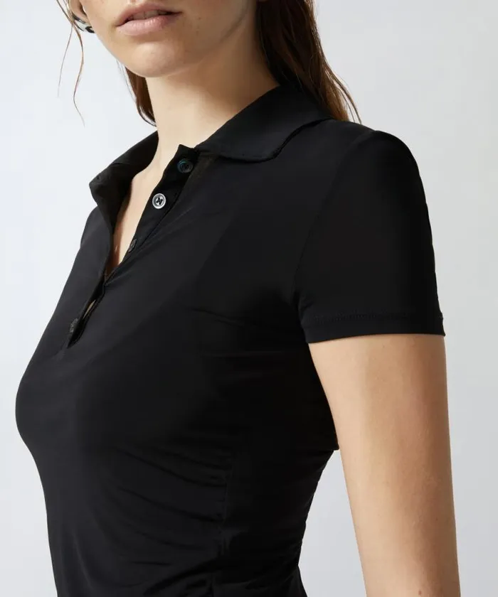 Women Dresses Pinko Long Polo Dress In Lightweight Jersey Limo Black Women Dresses Pinko Long Polo Dress In Lightweight Jersey Limo Black