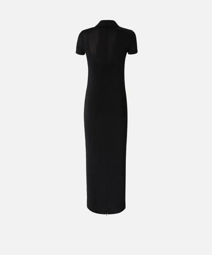 Women Dresses Pinko Long Polo Dress In Lightweight Jersey Limo Black Women Dresses Pinko Long Polo Dress In Lightweight Jersey Limo Black