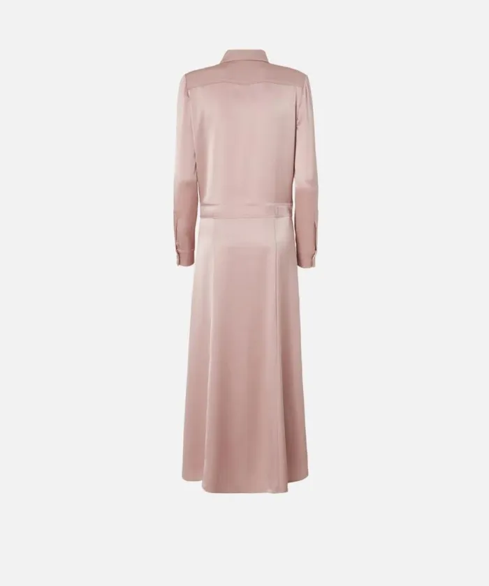 Women Dresses Pinko Long Satin Shirt Dress Zephyr Pink Women Dresses Pinko Long Satin Shirt Dress Zephyr Pink