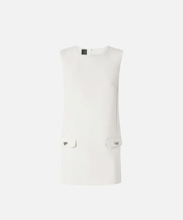 Women Dresses Pinko Short Sleeveless Dress With Front Flaps Fog Beige Women Dresses Pinko Short Sleeveless Dress With Front Flaps Fog Beige