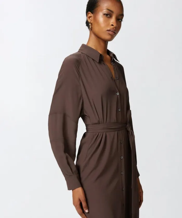 Women Dresses Pinko Silkblend Midi Shirt Dress Brownafrica Earth Women Dresses Pinko Silkblend Midi Shirt Dress Brownafrica Earth