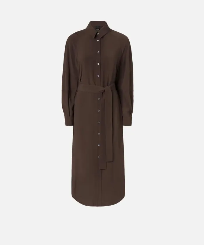 Women Dresses Pinko Silkblend Midi Shirt Dress Brownafrica Earth Women Dresses Pinko Silkblend Midi Shirt Dress Brownafrica Earth