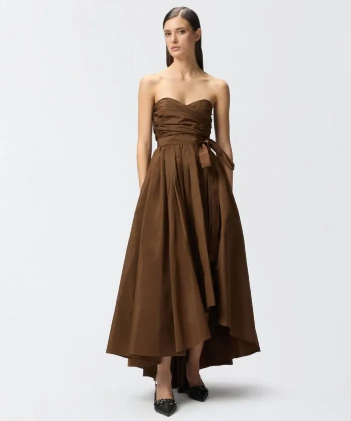 Women Dresses Pinko Specialoccasion Taffeta Dress With Sweetheart Neckline Dark Earth Women Dresses Pinko Specialoccasion Taffeta Dress With Sweetheart Neckline Dark Earth