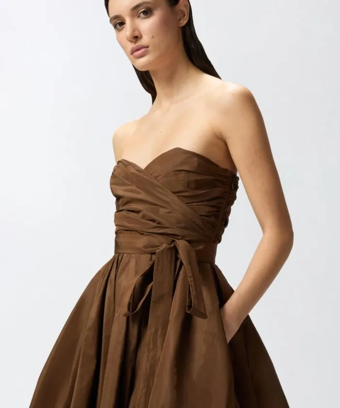 Women Dresses Pinko Specialoccasion Taffeta Dress With Sweetheart Neckline Dark Earth Women Dresses Pinko Specialoccasion Taffeta Dress With Sweetheart Neckline Dark Earth