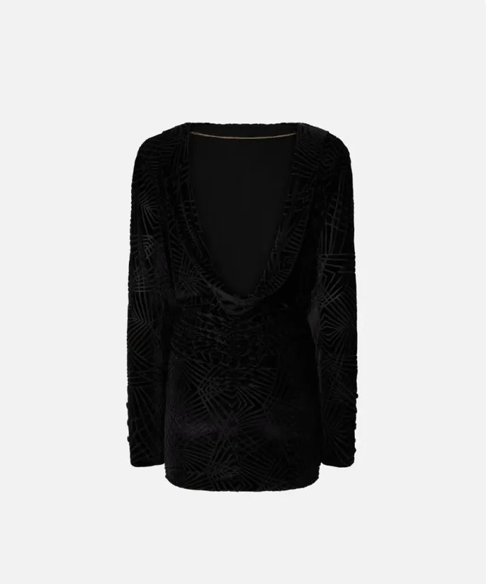 Women Dresses Pinko Velvet Mini Dress With Geometric Design Limo Black Women Dresses Pinko Velvet Mini Dress With Geometric Design Limo Black