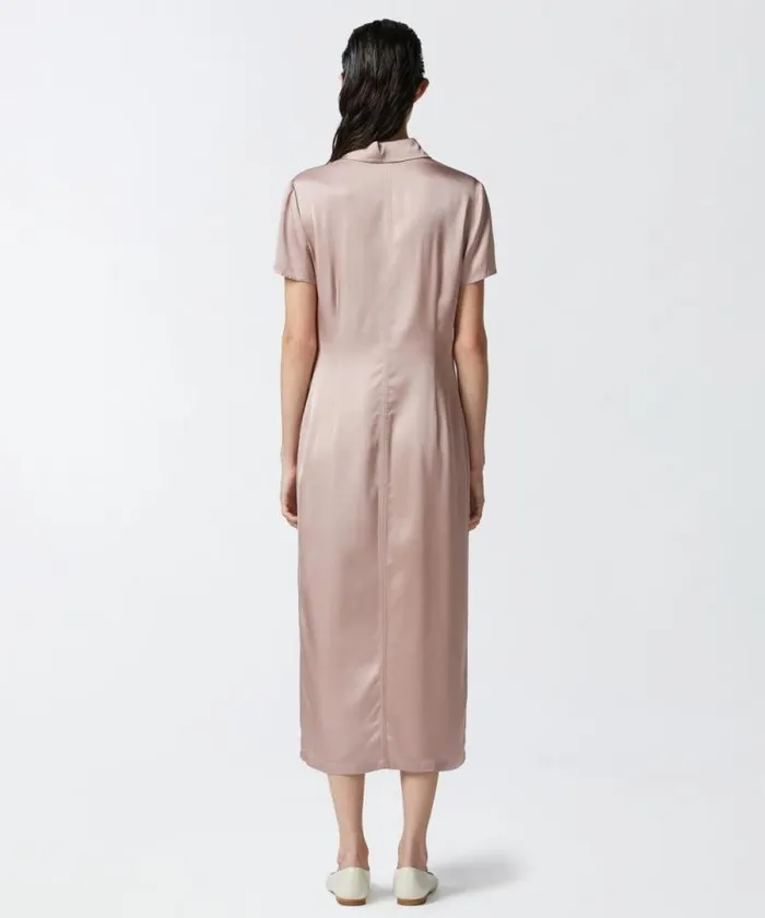 Women Dresses Pinko Washed Satin Midi Polo Dress Zephyr Pink Women Dresses Pinko Washed Satin Midi Polo Dress Zephyr Pink