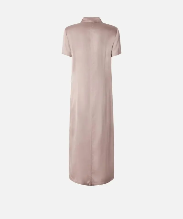 Women Dresses Pinko Washed Satin Midi Polo Dress Zephyr Pink Women Dresses Pinko Washed Satin Midi Polo Dress Zephyr Pink