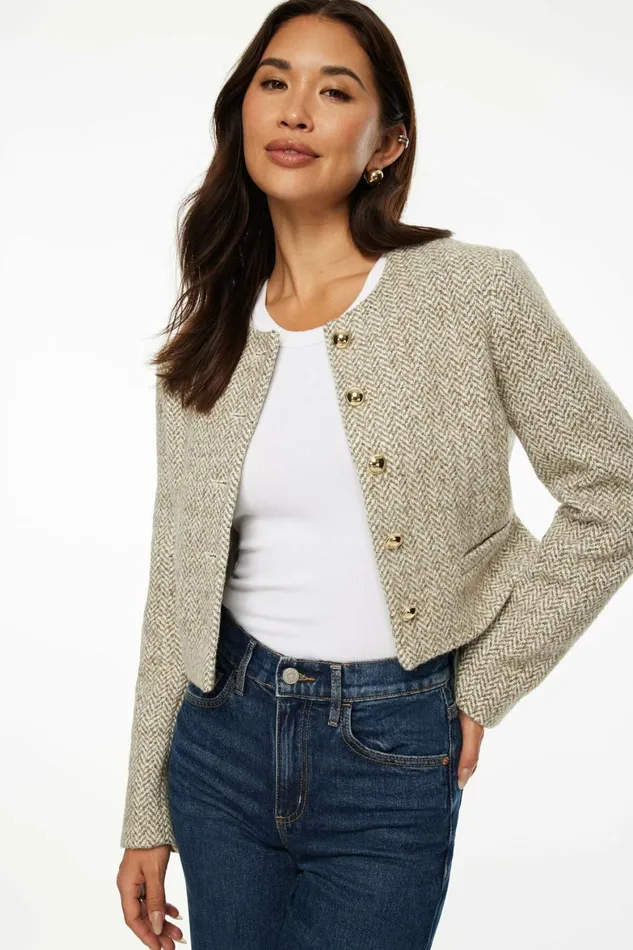 Women Dynamite Blazers and Vests Margaux Tweed Blazer Brown