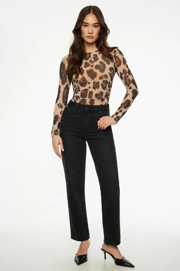 Women Dynamite Bodysuits Open Back Mesh Bodysuit Brown