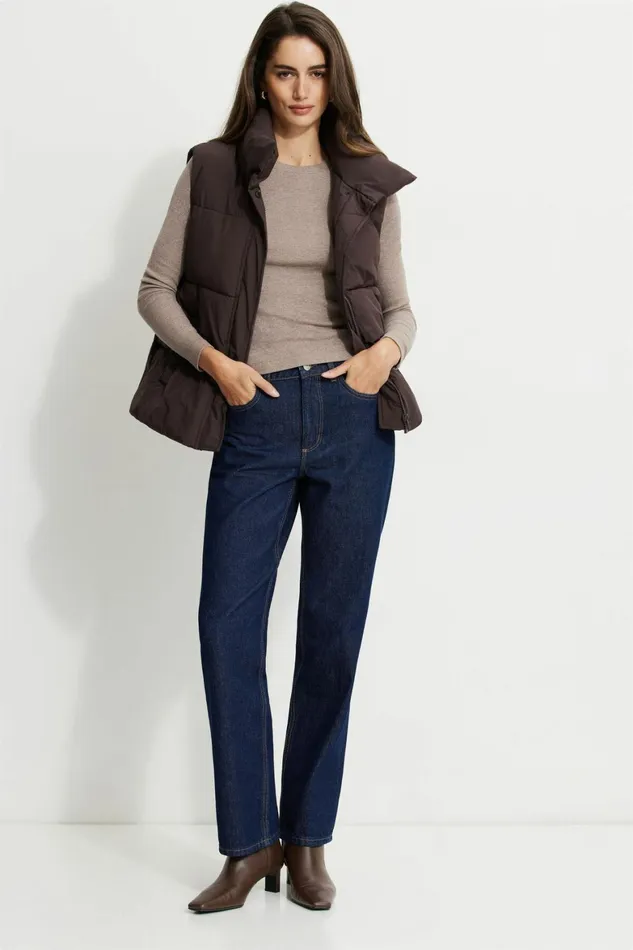 Women Dynamite Coats and Jackets Quilted Puffer Vest Brown