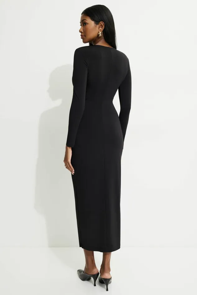 Women Dynamite Dresses and Jumpsuits Deep V Maxi Dress Black