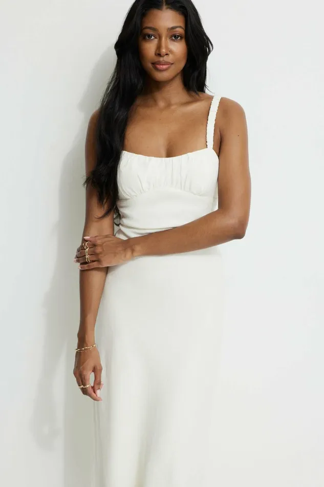 Women Dynamite Dresses and Jumpsuits Open Back Midi Dress Beige
