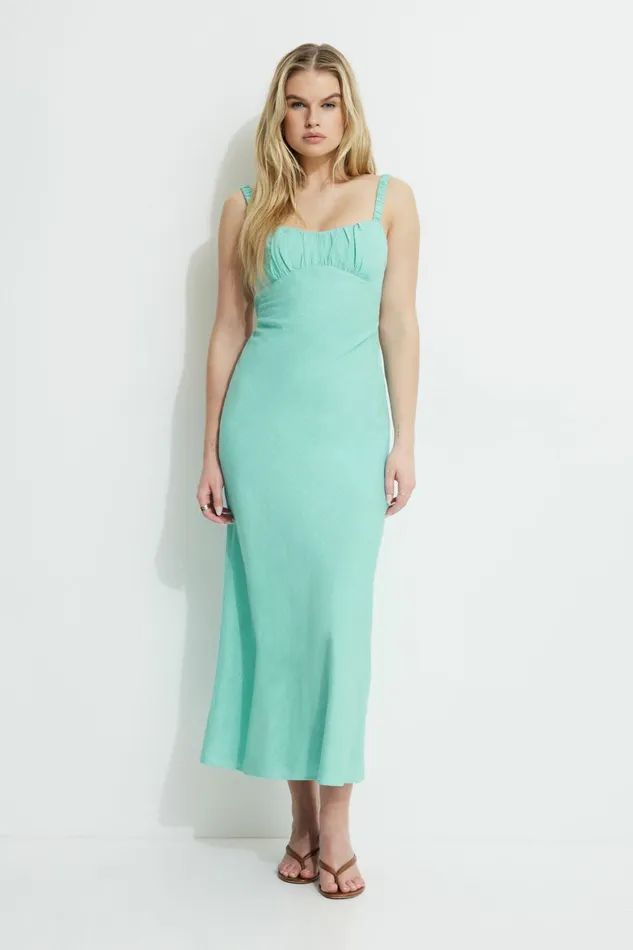 Women Dynamite Dresses and Jumpsuits Sweetheart Open Back Maxi Dress Blue