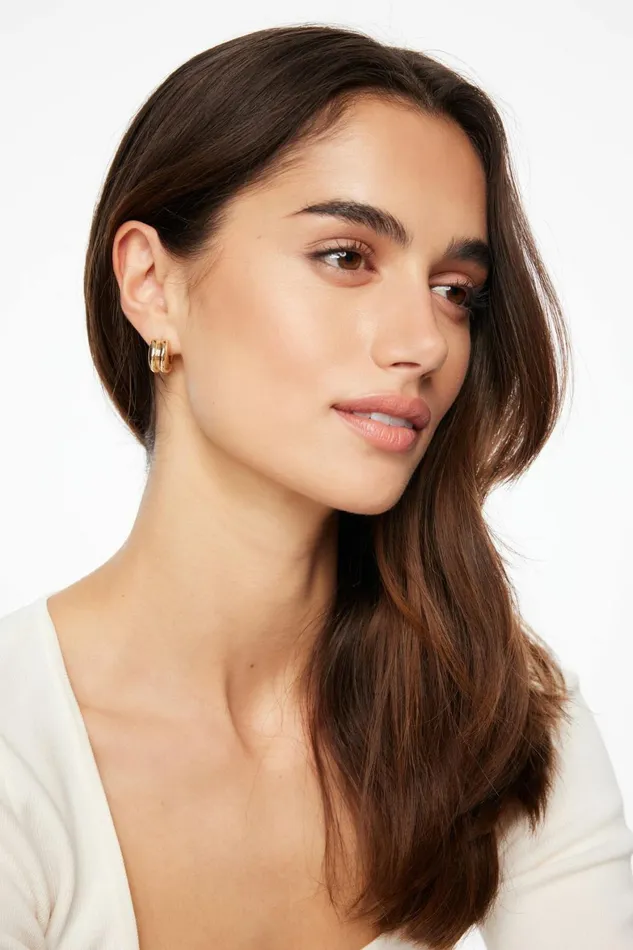 Women Dynamite Earrings 3Pack Chunky Hoop Earrings YELLOW