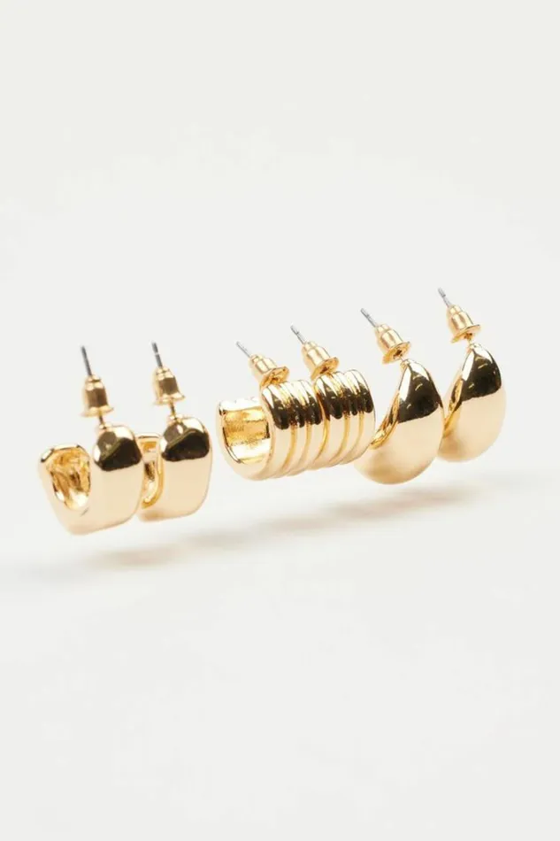 Women Dynamite Earrings 3Pack Chunky Hoop Earrings YELLOW
