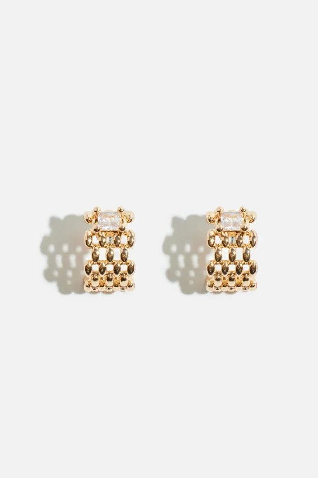 Women Dynamite Earrings Mini Chain Gem Huggie Earrings White