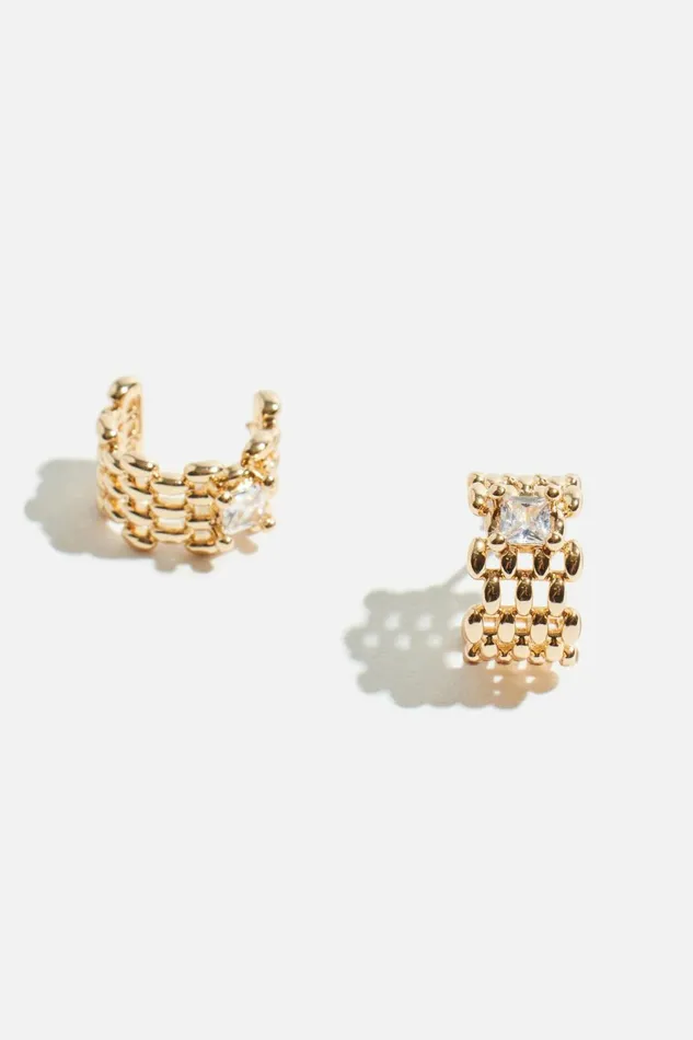 Women Dynamite Earrings Mini Chain Gem Huggie Earrings White